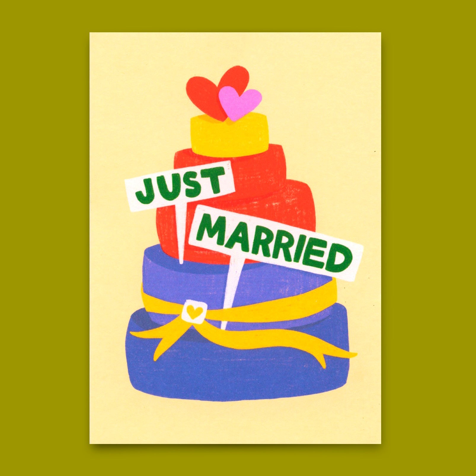 Postkarte "Just married cake" | Schöne Karte zur Hochzeit
