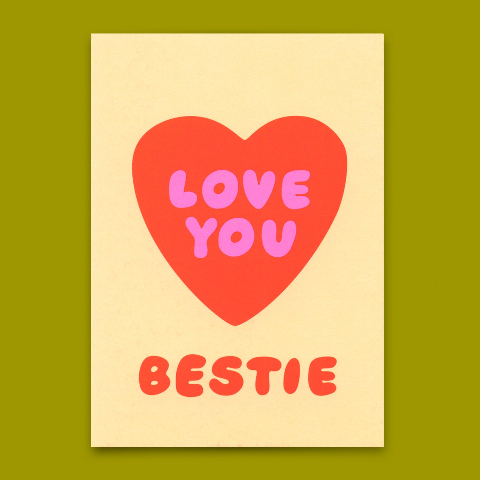 Postkarte "Love you, Bestie" | Schöne Freundschafts-Karte