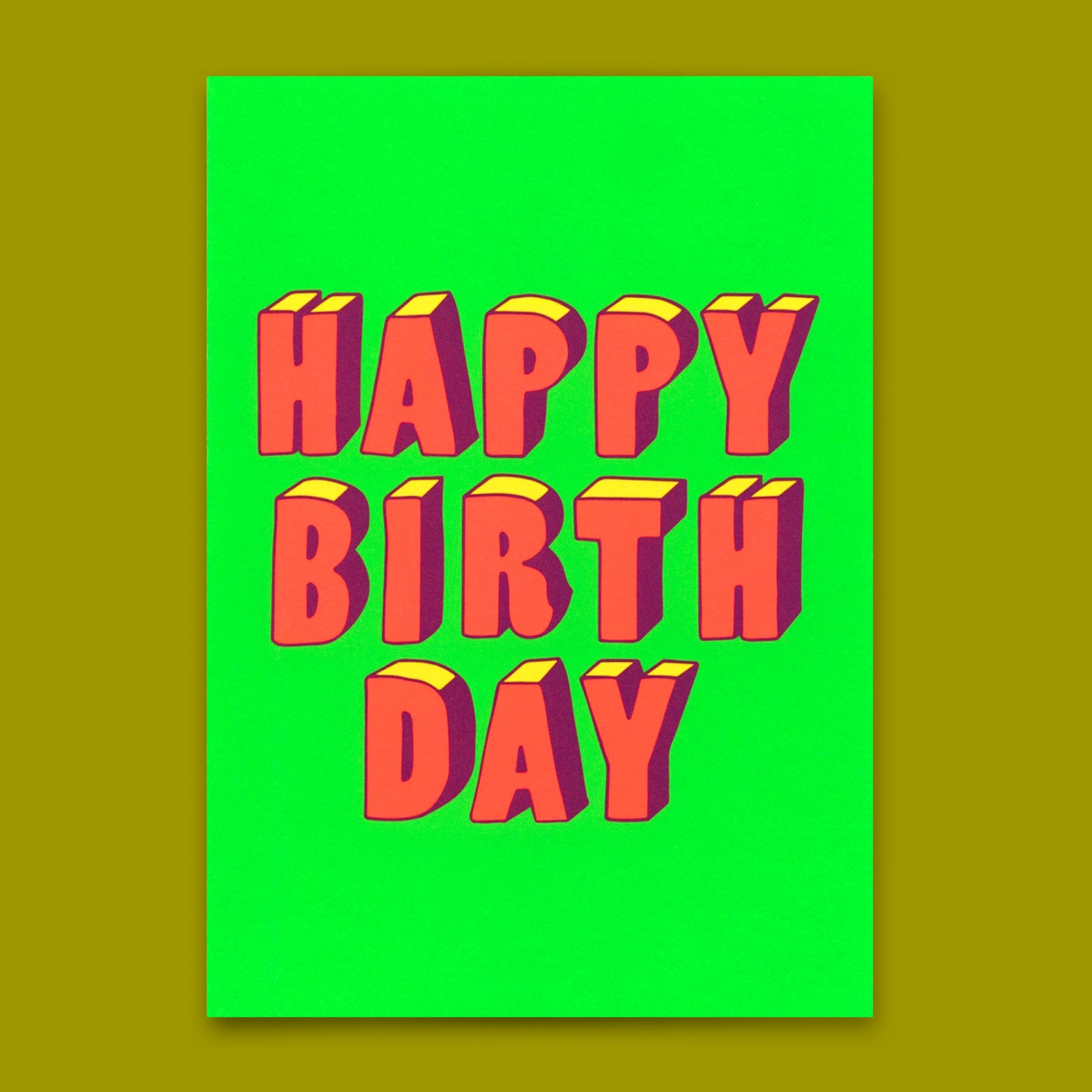Postkarte "Happy Birthday 3D-Typo" | Coole Karte zum Geburtstag