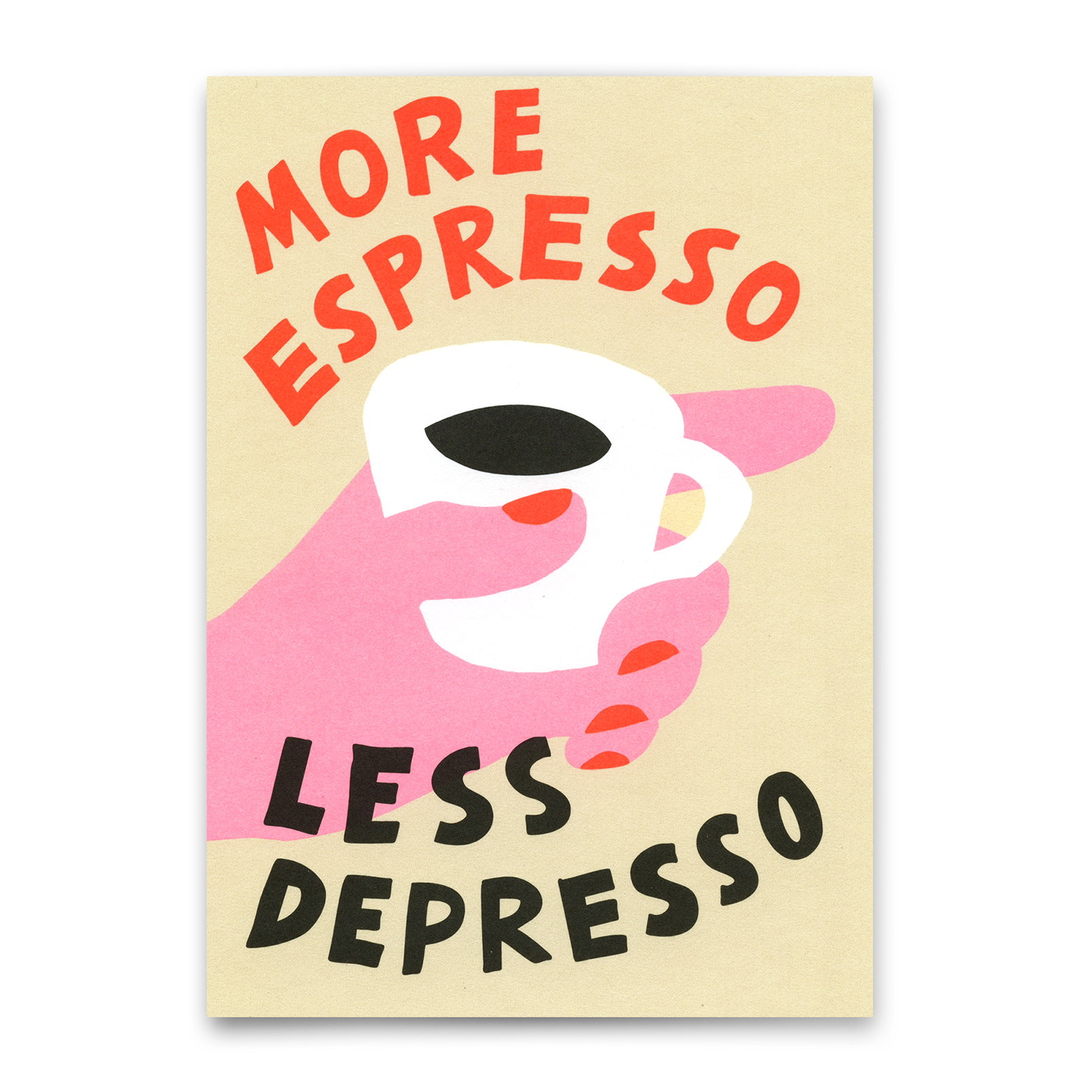 Postkarte "More Espresso Hand" | Lustige Karte mit Spruch