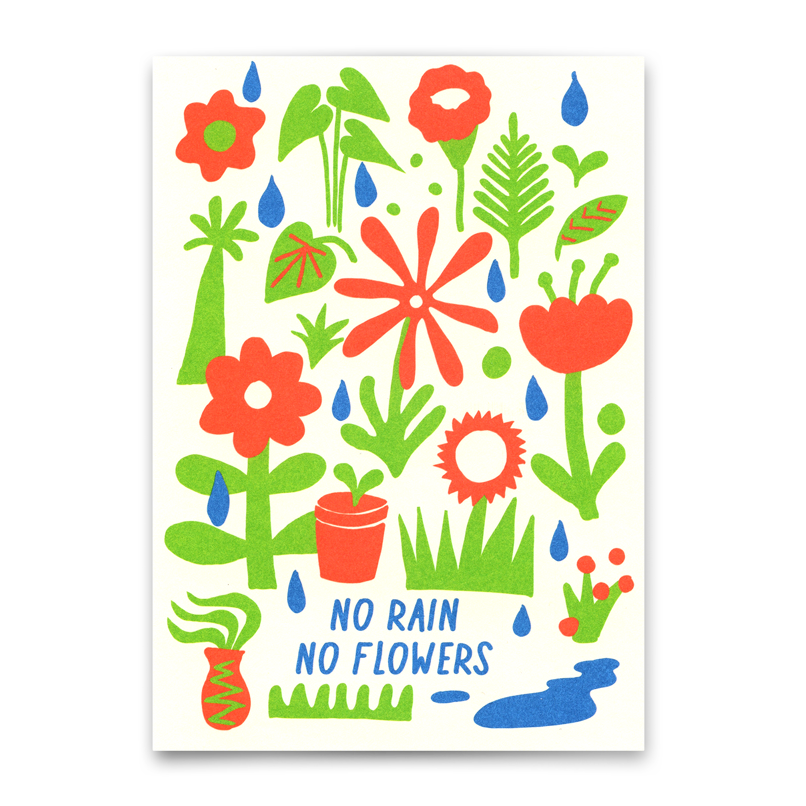 Postkarte "No Rain, No Flowers" | Besondere Karte mit Spruch