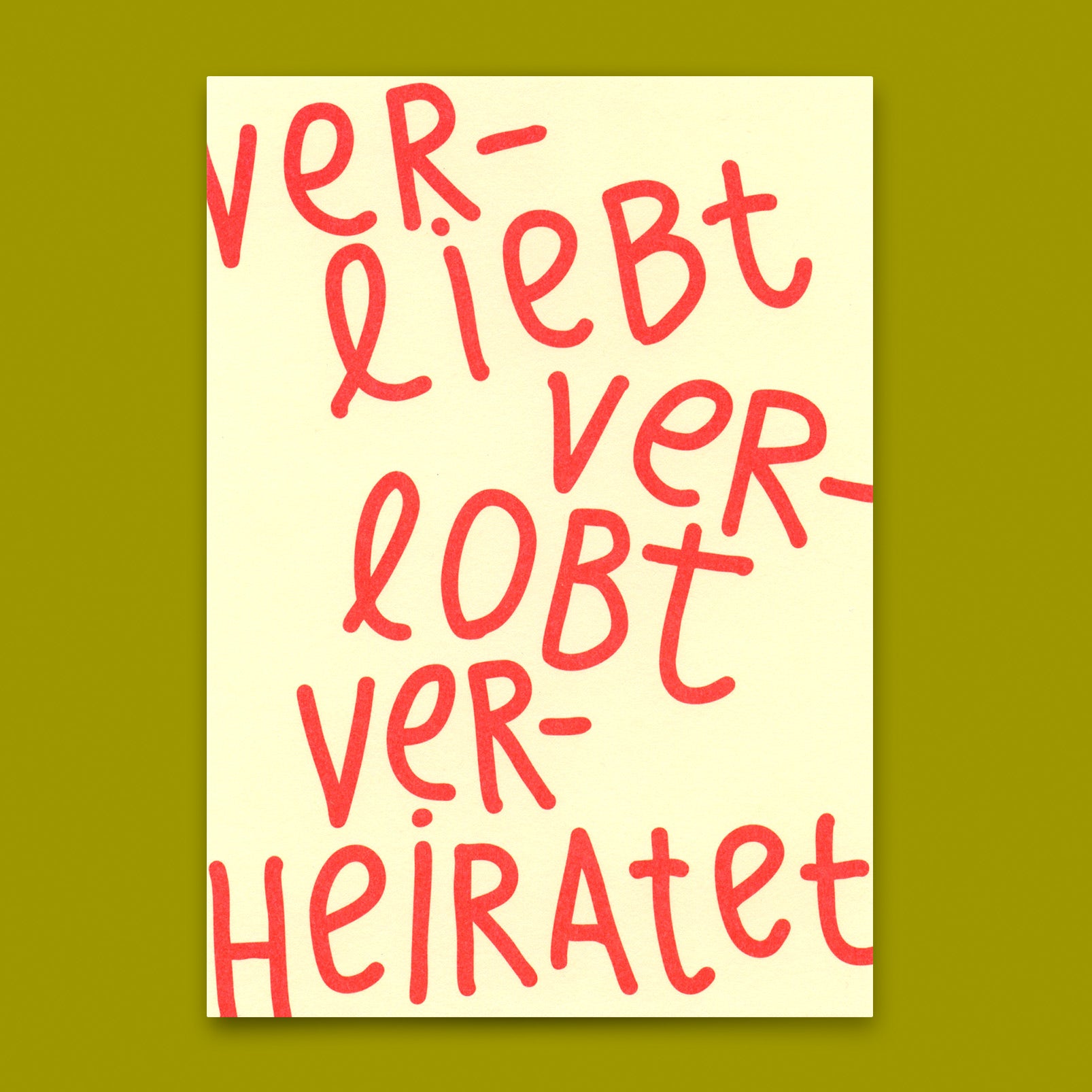 Postkarte "Ver-liebt, Ver-lobt, Ver-heiratet" | Besondere Karte zur Hochzeit