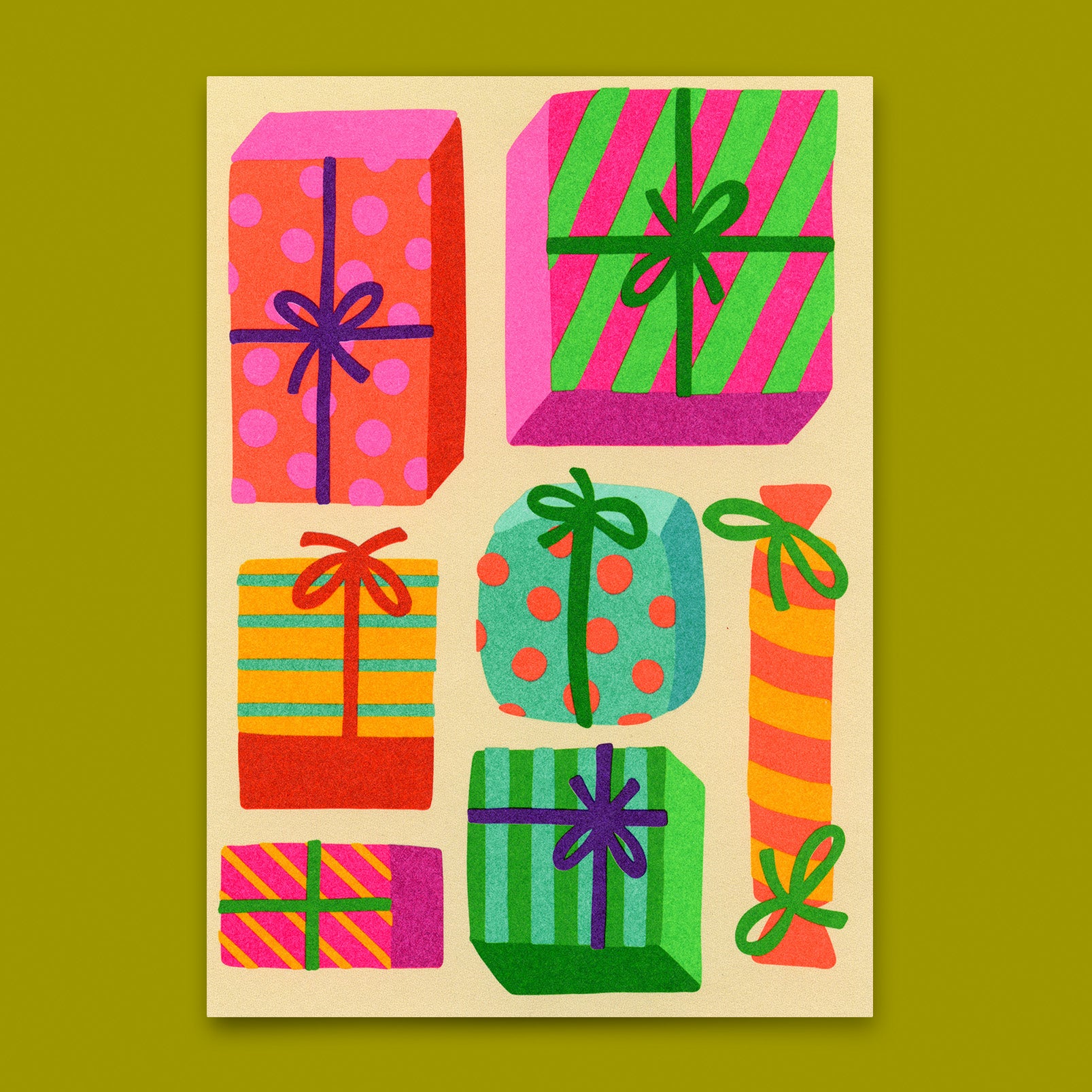 Postkarte "Geschenke Geschenke" | Besondere Postkarte zu Weihnachten