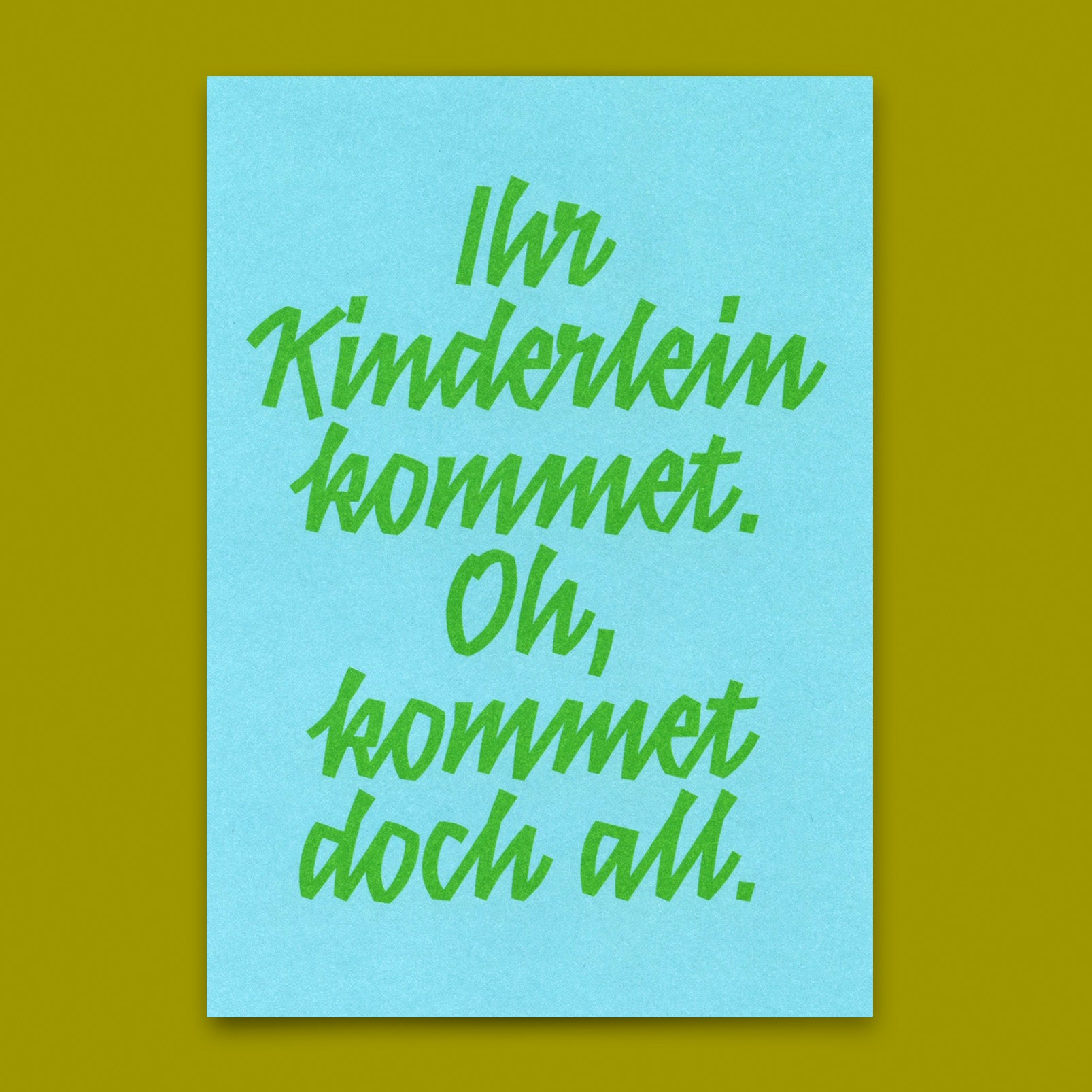 Postkarte "Ihr Kinderlein kommet Typo" | Schöne Postkarte zu Weihnachten