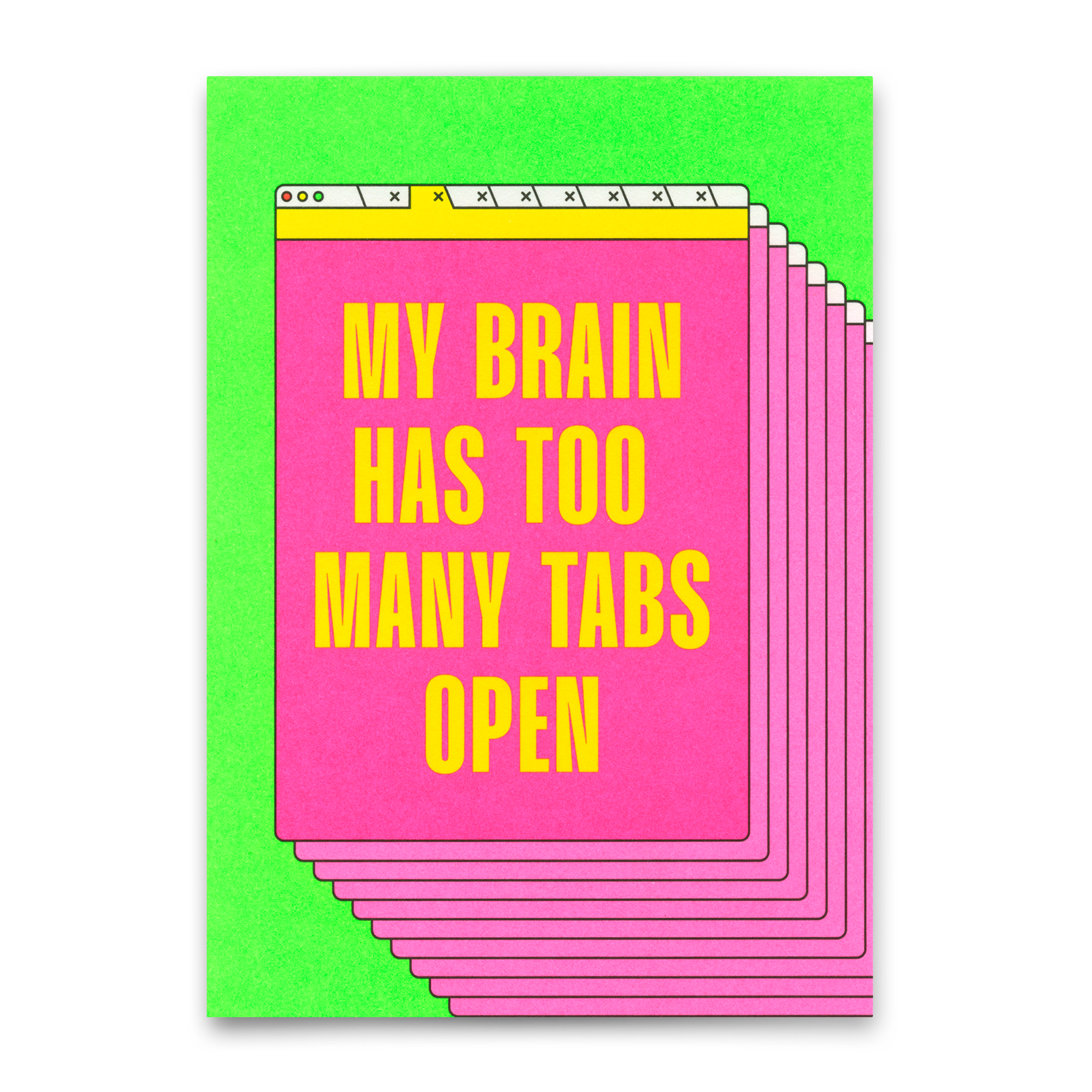 Postkarte "Too many Tabs open" | Lustige Karte mit Spruch