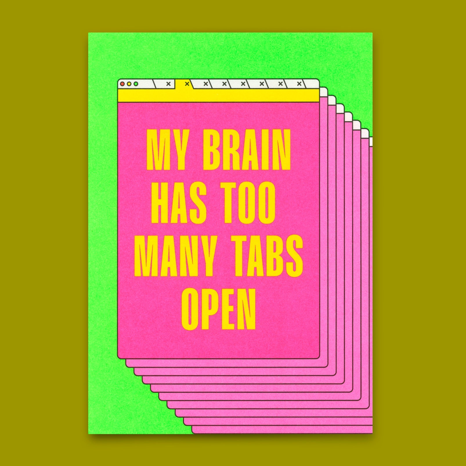 Postkarte "Too many Tabs open" | Lustige Karte mit Spruch